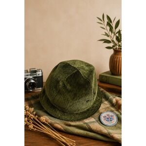 Vintage Olive Green Corduroy Bucket Hat Made In Italy 70s Grandpa Core Outdoor